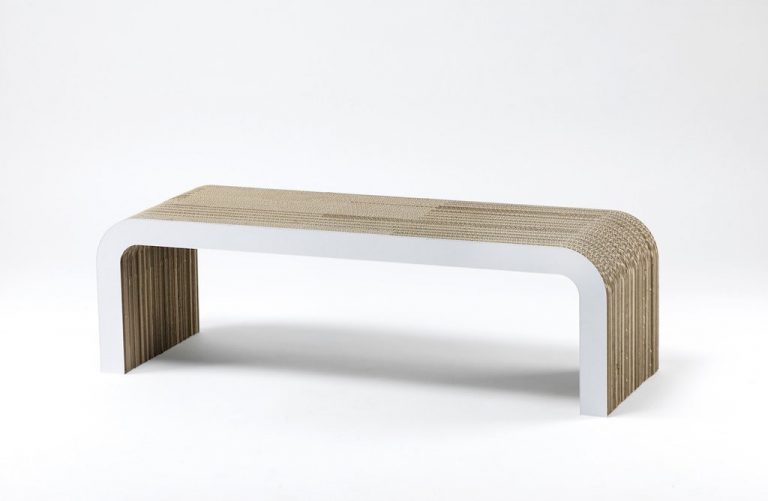 Cardboard Bench White Line - Ecoture